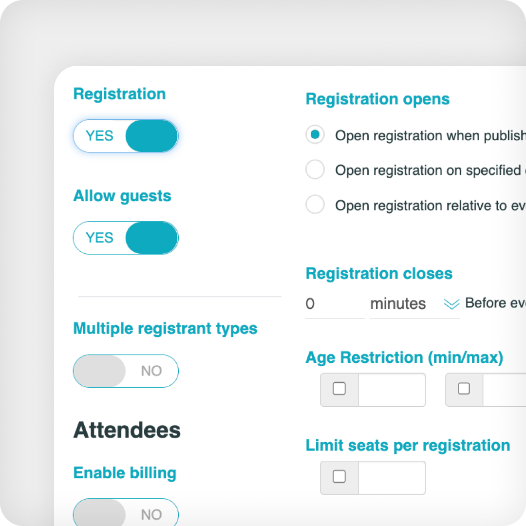 image of event filters and a calendar list view