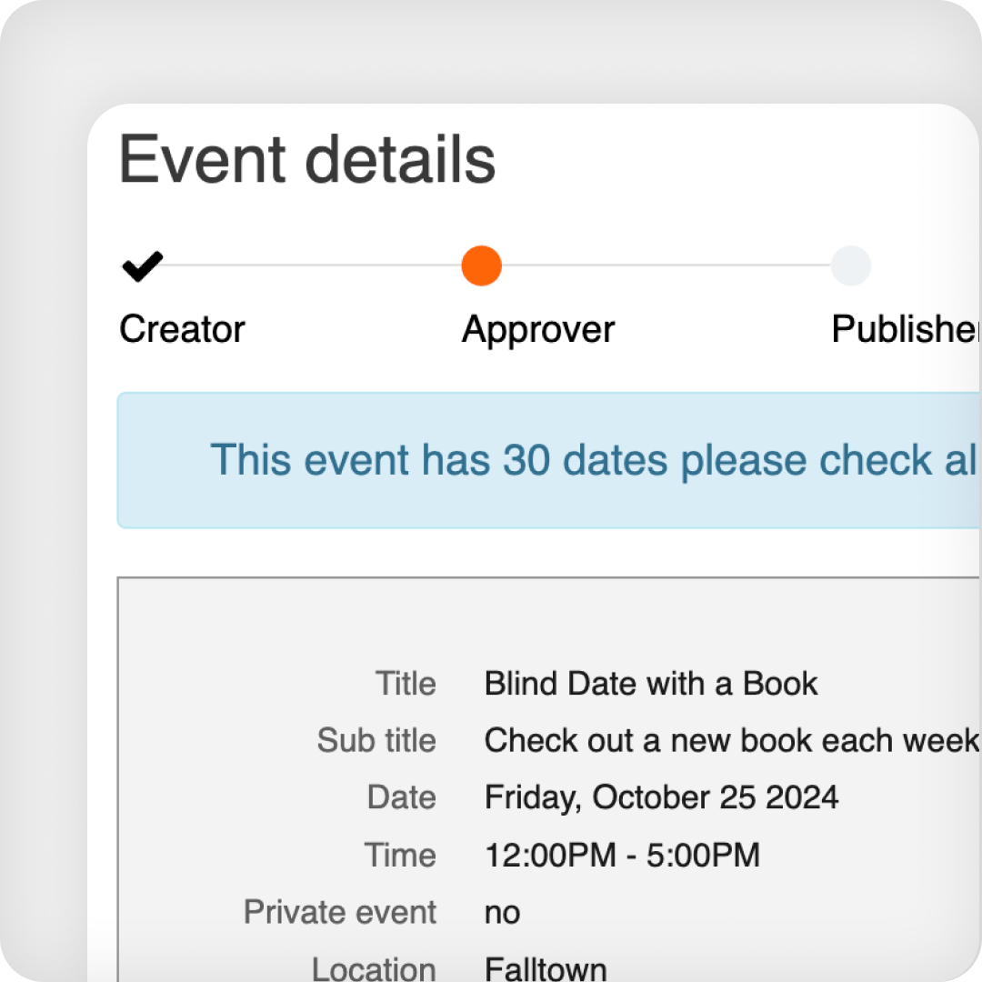 Image of a date range calendar for an event