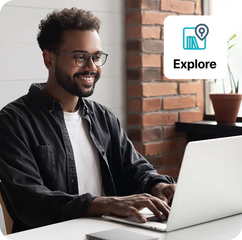 image of customer using explore on a laptop
