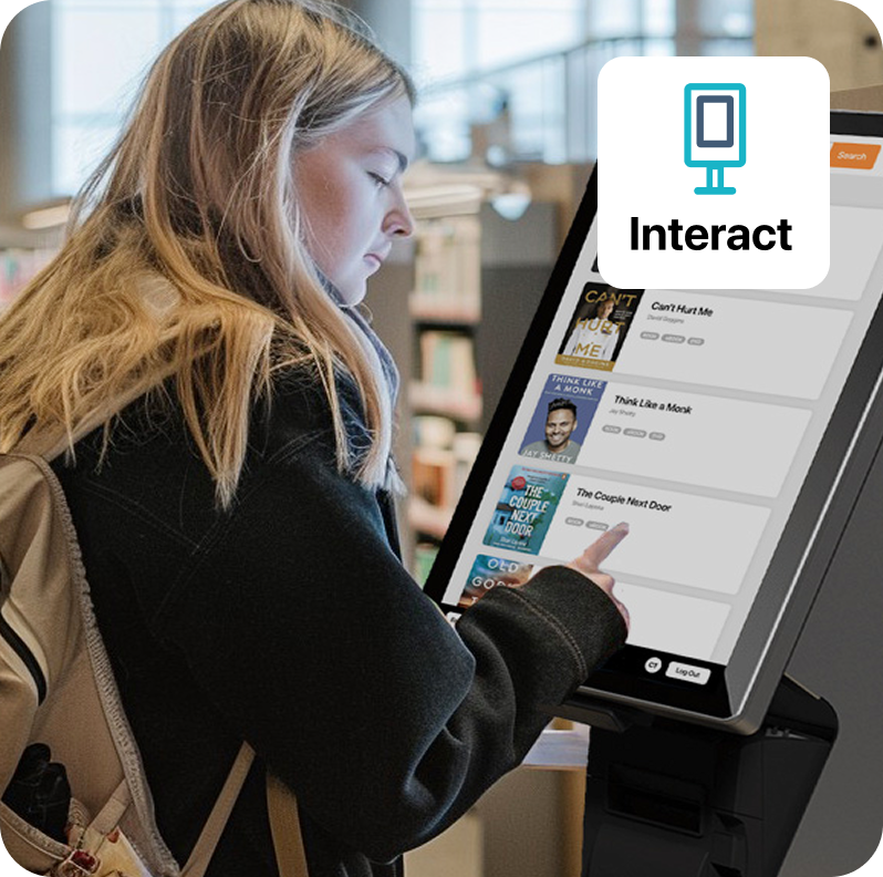 image of customer using interact device at a library