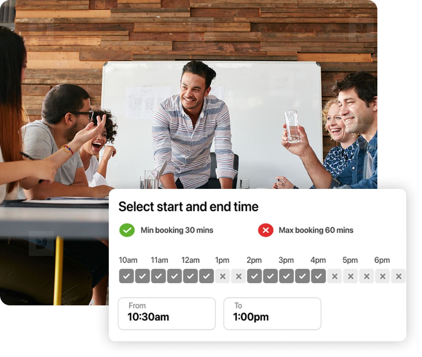 customers using a meeting room
