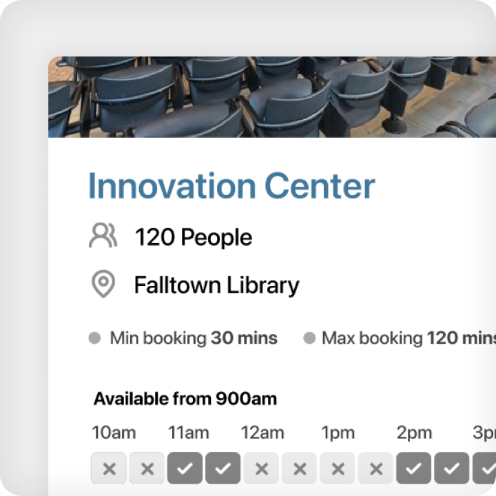 Image of room information and availability on an app